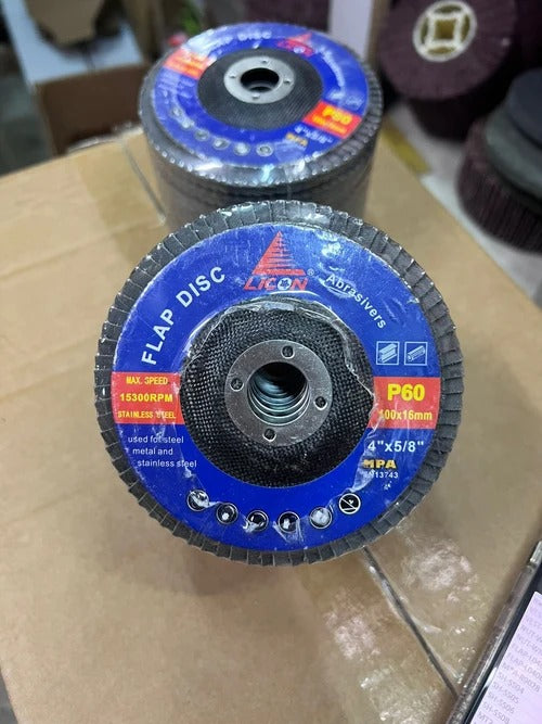 Licon Flap Disc 4" #60 (SS/Blue) (10pc/pkt , 300pcs/ctn) | Model: FLAP-L04060