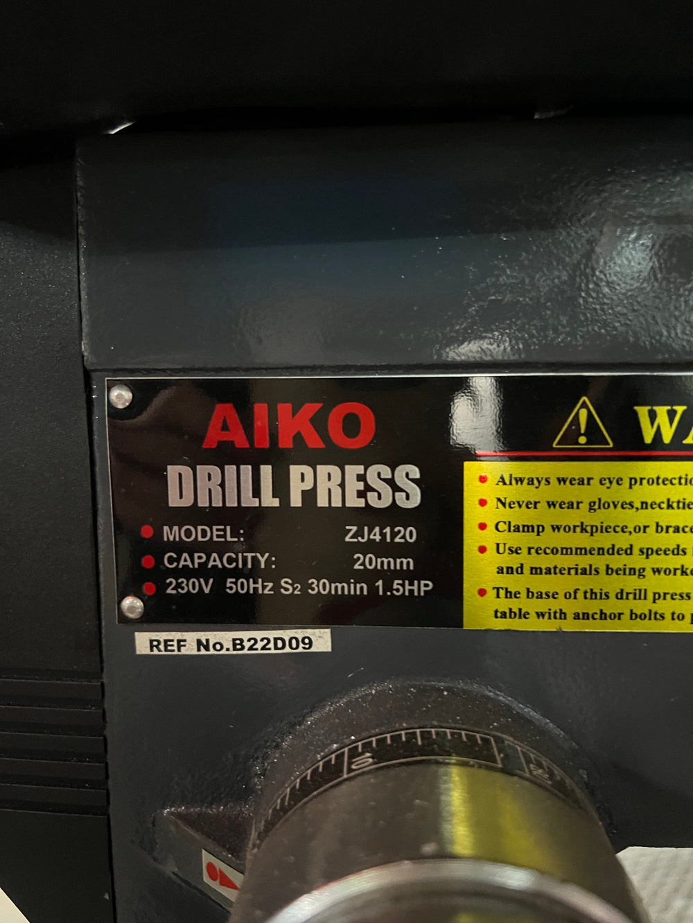 Aiko 20mm 1.5Hp Bench Drill Press 230V | Model : 4120