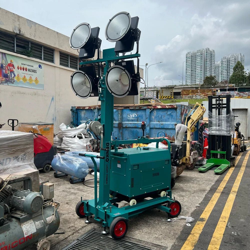 Denko 4x400W Tower Light Come With Denko Generator KDE6500T & NS40 Battery | Model : LT800LED+KDE6500T
