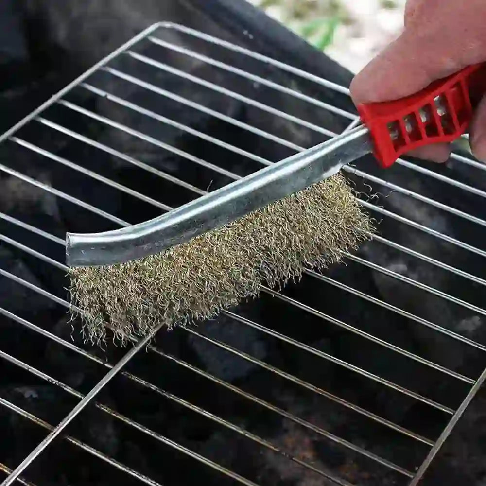 industrial hand wire brush used for metal surface cleaning