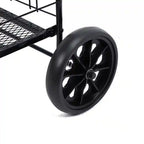industrial utility cart with push handle and wire mesh basket side view