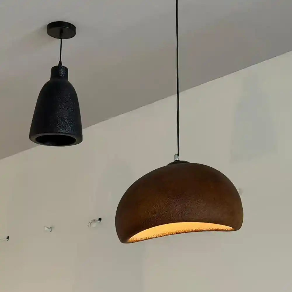 textured dome industrial pendant light suspended ceiling installation 2